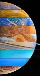 Красивый коллаж в котором соединены 8 планет Солнечной системы (и Плутон).