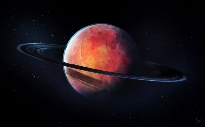Сатурн похожий на абрикос, арт рисунок