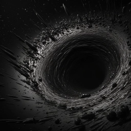 Изображение черной дыры в космосе, сверхдетализированное, нейросеть