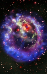 Остаток сверхновой E0102-72.3, находящийся в соседней к Млечному пути галактике Малое Магелланово облако