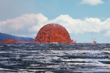 Извержение вулкана Килауэ, 10–13 октября 1969 года.  Высота купола около 20 метров