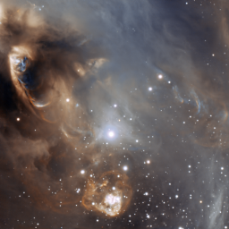 NGC 6729 - Колыбель звезд (место формирования) крупным планом. Много пыли и газа.