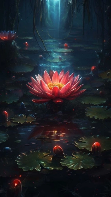 Рисунок с цветком на болоте. Красиво