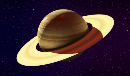3D рисунок Сатурна с кольцами в космосе
