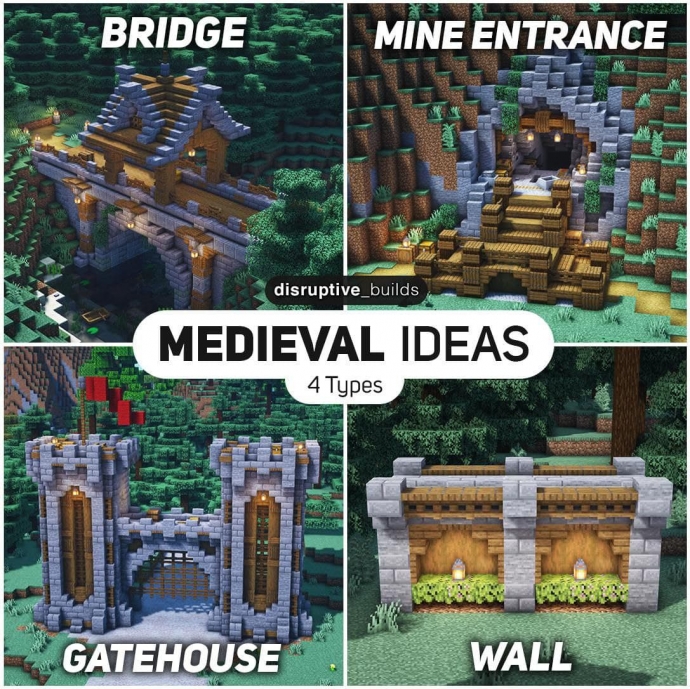 Средневековые идеи, 4 темы по майнкрафт, minecraft art game