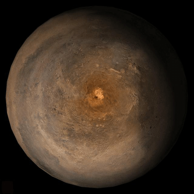 Изменение размера полярной шапки Марса в течение года