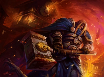 Воин азерота с молотом в крови, арт по вселенной варкрафт, arts Warcraft