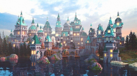 Замок у речки, Майнкрафт, Minecraft