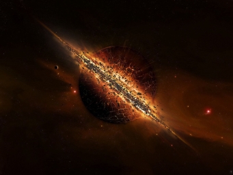 Взрыв планеты, HD рисунок, космическая тема артов