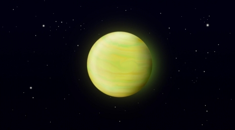Жёлтого зелёная планета, как карамель, арт рисунок