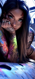 Девушка с татуировками, очень красиво