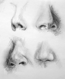 Рисуем последовательно нос, карандашом