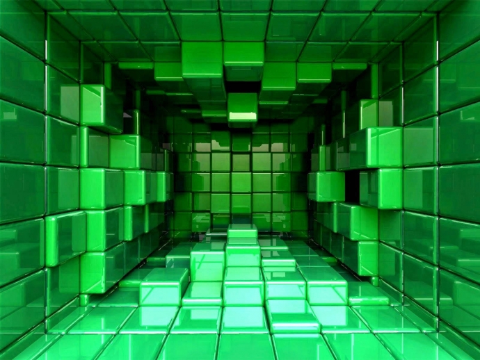 3d Комната Из Зеленых Кубиков