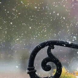 Гиф анимация лавочки и снежинки падающие, красиво