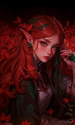 Рисунок девушки красными волосами, арт