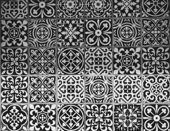 Черно-Белый Узор Из Дамасской Плитки