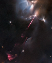 Молодая звезда HH34 и её джеты, удалена на 1250 св. лет от нас в туманности Ориона