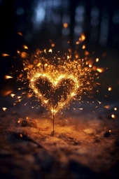 Сердце символ, бенгальские огни, рисунок