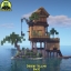База на острове, арт, Майнкрафт, Minecraft ART