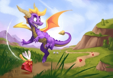 Новый арт по игре Spyro, веселый (дракончик)