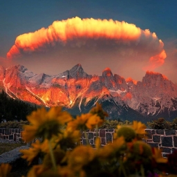 Прекрасные облака в Доломитовых Альпах, Италия