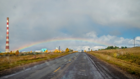 Фото радуги, дождь, шоссе, Россия
