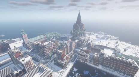 Зимний город, очень классно, игра minecraft (МАЙНКРАФТ)