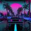 HD обои: vaporwave, киберпанк, Синтезатор, synthwave, 4K, пальмы, обогнать