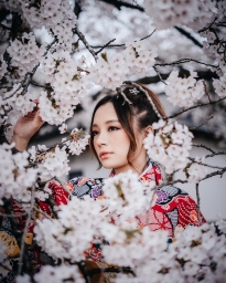 Прекрасная Япония, фотки, арт, цветёт, девушка
