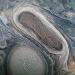 Два крупных шторма, бушующих в атмосфере Юпитера
