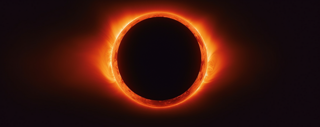 гиперреалистичная фотография солнечного затмения, промт, нейросеть