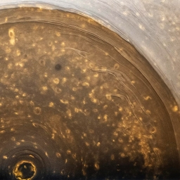 Крупный план Северного полюса Сатурна в ближнем инфракрасном диапазоне