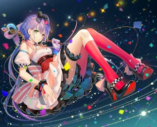 vocaloid_luo_tianyi_knee_highs_legs_sitting_аниме арт девушка