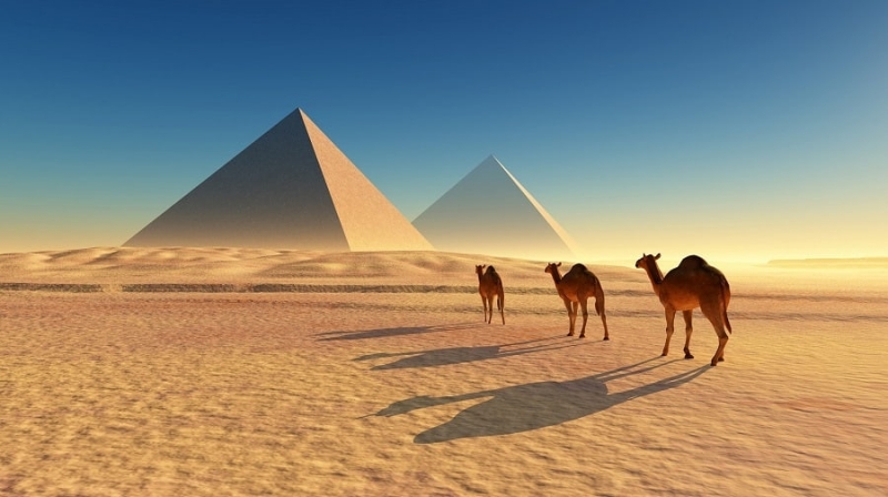 Пирамиды Египта, графика, пустыня