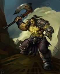 Орк с топором размахивает, арт по игре, Warcraft