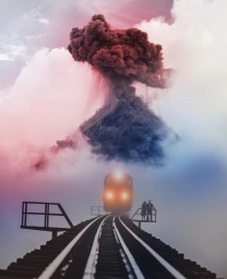 Рисунок поезда с клубом дыма