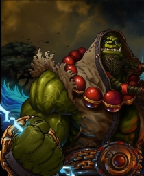Орк с красными шарами. Рисунок по Warcraft