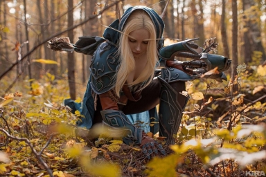 Эльф в лесу, девушка, игра Warcraft, косплей