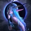 Дева из игры Warcraft, с синими волосами