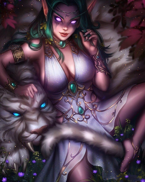 Девушка с красивыми грудями, ночной Эльф, по игре Warcraft