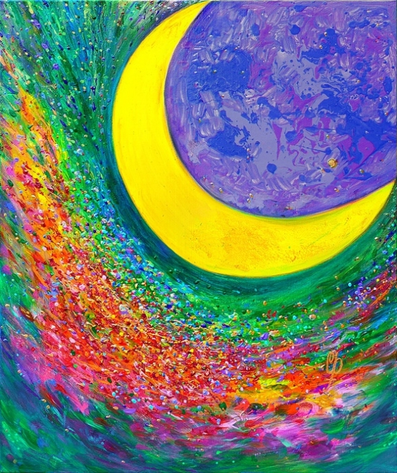 Очень красивая Луна, картина, рисунок