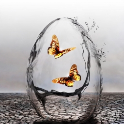 Бабочки в водяном пузыре, красиво, арт, изображения