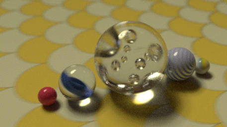 3D прозрачные, полу прозрачные, не прозрачные шары катятся по полу, gif