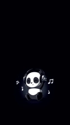 Панда. Слушает музыку. Минимализм