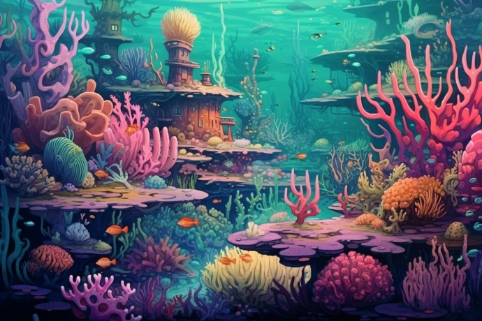 Океан, мир подводный, нейросеть