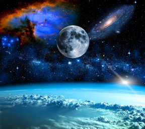 Луна, Планета Земля, галактика, космос